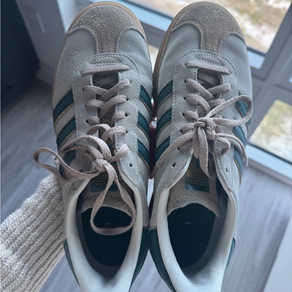 Adidas Gazelle Platform Sneakers - Cream & Green - Picture 3 of 6